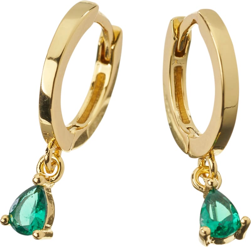 ebelin créoles dorées avec strass vert 2 pièces