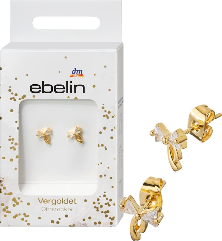 ebelin boucles d'oreilles plaqué or nœud à paillettes 2 pièces