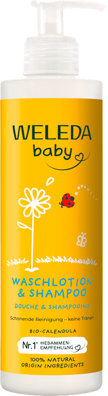 Weleda Baby Waschlotion & Shampoo, 400 ml — produit allemand authentique au Maroc