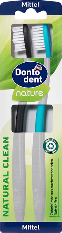 Dontodent Brosse à dents nature Natural Clean medium 2 pièces