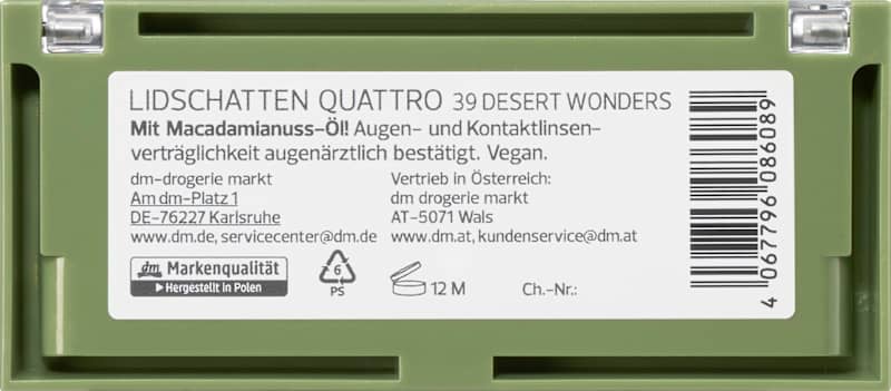 alverde NATURKOSMETIK Palette fards à paupières Quattro 39 Desert Wonders 4,4 g