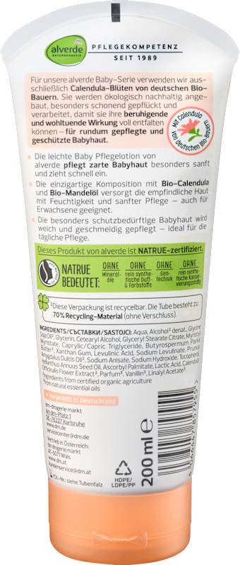 alverde BABY lotion corporelle bébé 200 ml