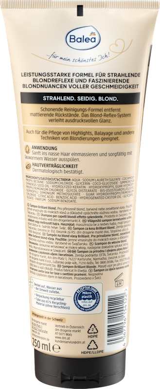 Balea PROFESSIONAL Shampoing Brilliant Blond 250 ml