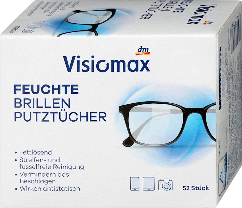 Visiomax Lingettes nettoyantes lunettes humides, 52 pièces