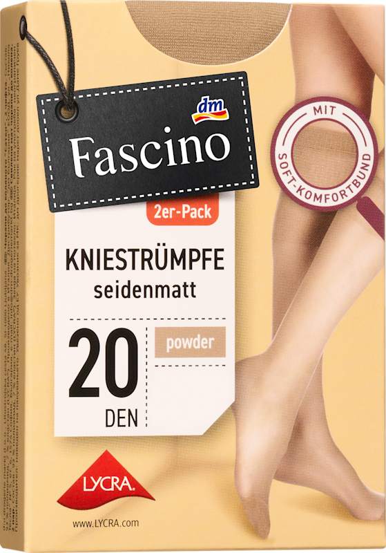 Fascino Mi-bas satiné mat poudré, Taille 39-42, 20 deniers, lot de 2