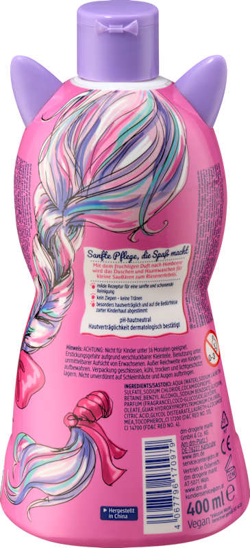 SauBär shampooing gel douche & après-shampooing enfants 3en1 licorne 400 ml