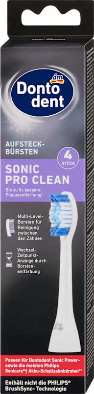Dontodent Têtes de brosse Sonic Pro Clean, 4 pc