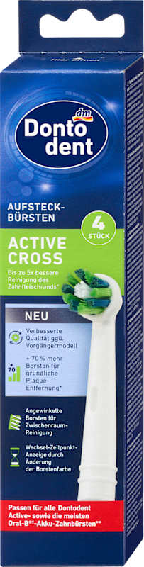 Dontodent têtes de brosse Active Cross, 4 pièces