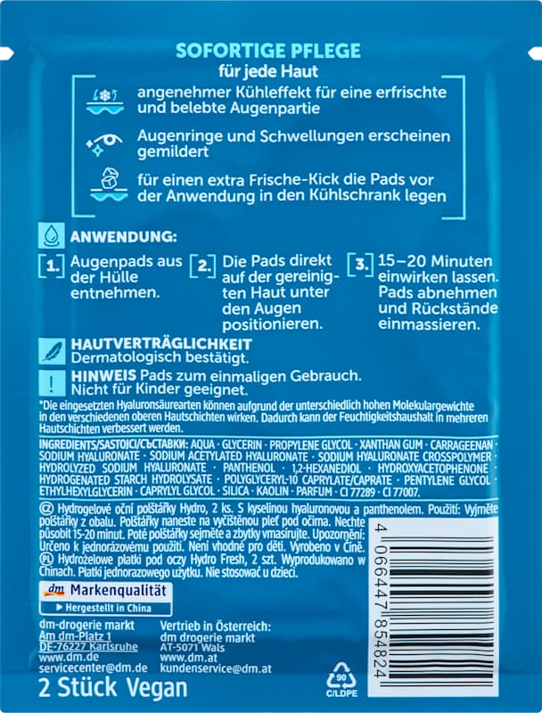 Balea MEN patchs yeux hydrogel (1 paire), 2 pièces