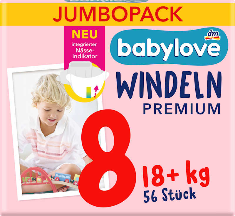 babylove Couches Premium T.8 (18+ kg) pack jumbo, 56 pièces