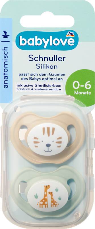 babylove Sucette silicone anatomique beige/menthe T.1 0-6 mois 2 pcs
