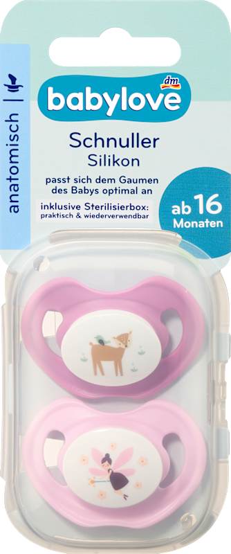 babylove Sucette silicone anatomique rose T.3 dès 16 mois 2 pièces