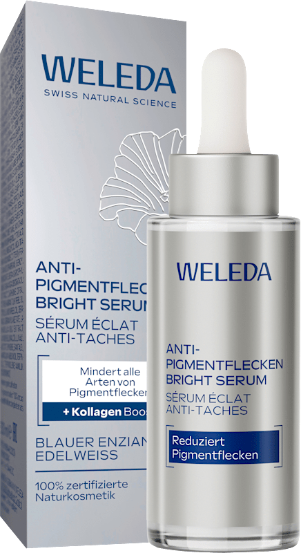 Weleda Sérum Bright Anti-Pigmentflecken Blauer Enzian & Edelweiss, 30 ml — produit allemand authentique au Maroc