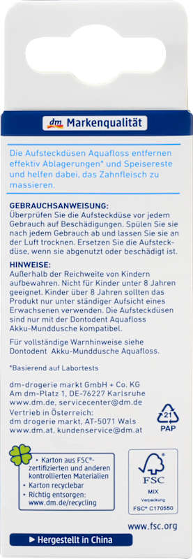 Dontodent Embouts pour hydropulseur Aquafloss 2 pièces