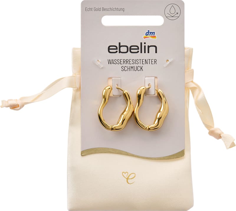 ebelin Créoles forme organique waterproof, aspect doré, 2 pcs