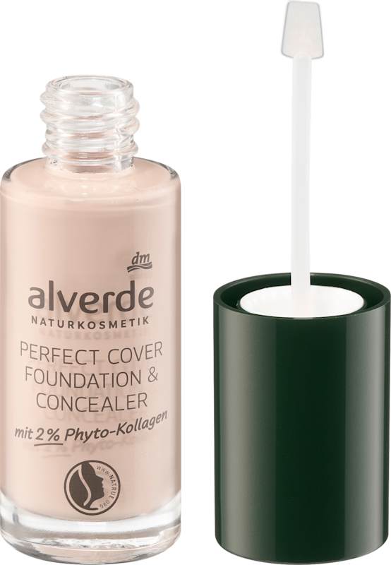 alverde NATURKOSMETIK Fond de teint & correcteur Perfect Cover 2% phyto-collagène 05 Porcelain 25 ml