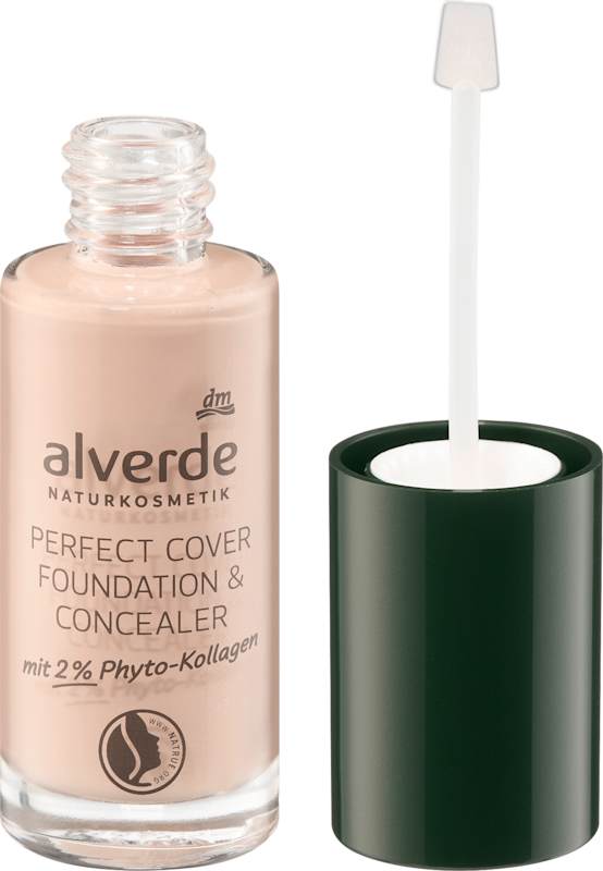 alverde NATURKOSMETIK fond de teint & anticernes Perfect Cover 2% phyto-collagène 10 Vanilla, 25 ml