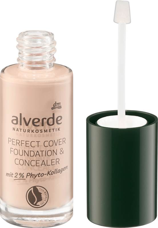 alverde NATURKOSMETIK Fond de teint et correcteur Perfect Cover 2% phyto-collagène 20 Almond 25 ml