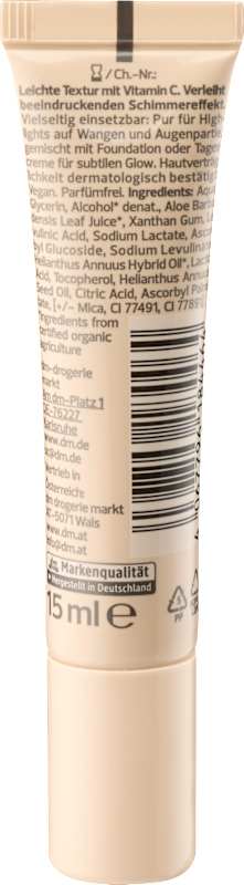 alverde NATURKOSMETIK Highlighter All in 1 Glow Drops 01 Luxe Gold, 15 ml