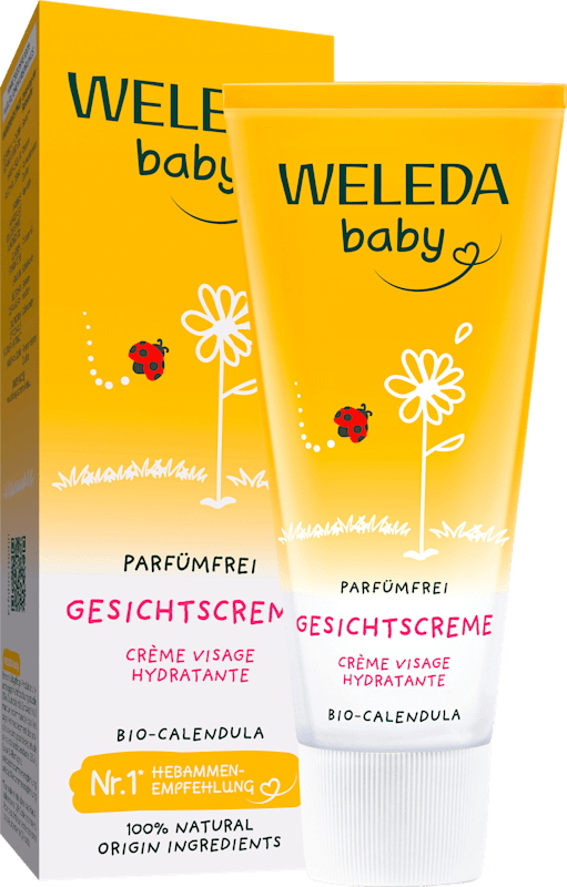 Weleda Baby Gesichtscreme Calendula, parfümfrei, 50 ml — produit allemand authentique au Maroc