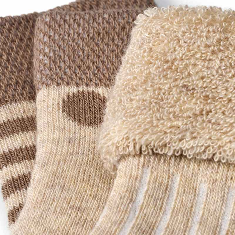 ALANA Chaussettes naissance à pois et rayures beige & brun, Taille 13/14, lot de 3