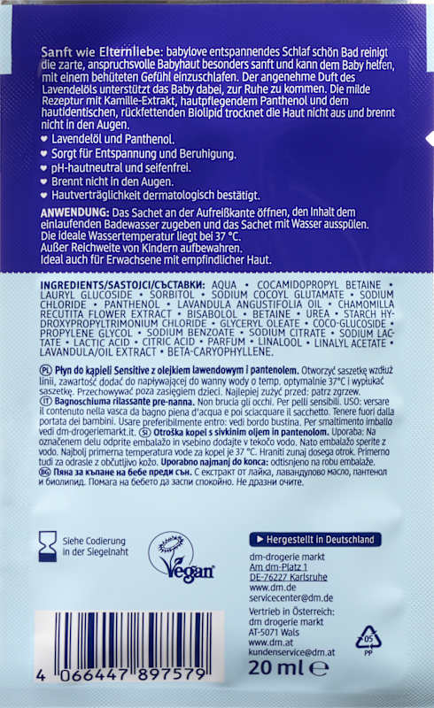 babylove bain bébé sommeil paisible 20 ml