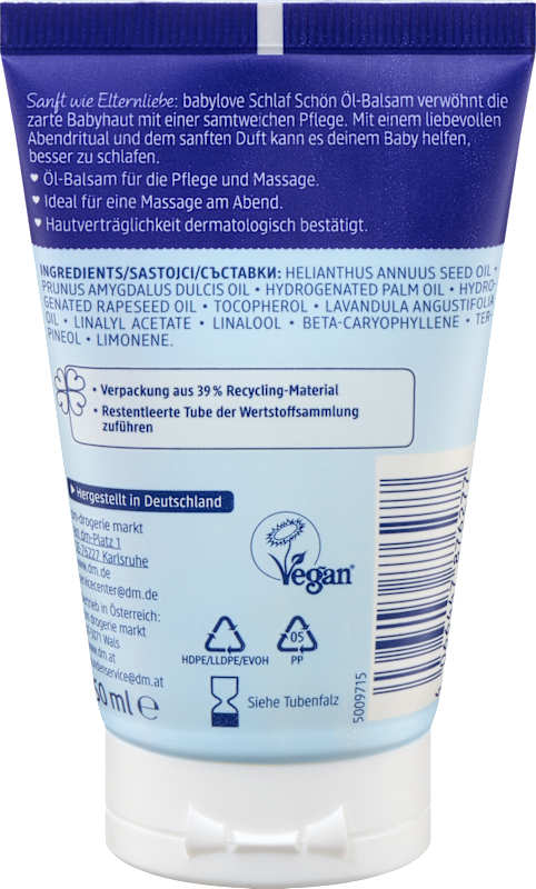babylove Huile bébé baume sommeil sensitive 50 ml