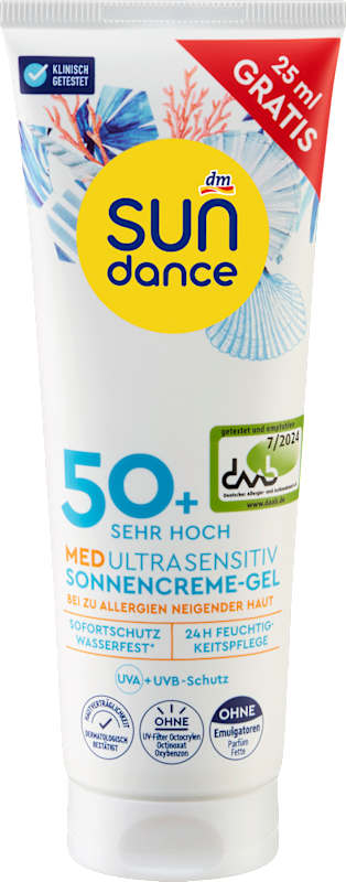 SUNDANCE Gel-crème solaire MED ultra sensible LSF 50+, 125 ml