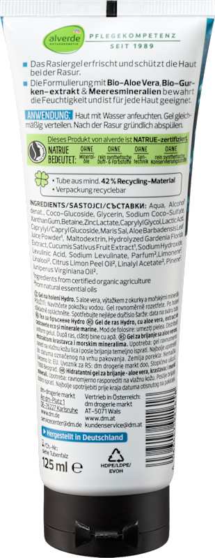 alverde MEN gel de rasage Hydro 125 ml