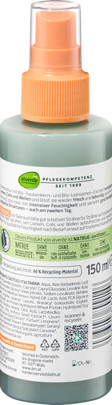 alverde NATURKOSMETIK Spray rafraîchissant pour boucles, 150 ml