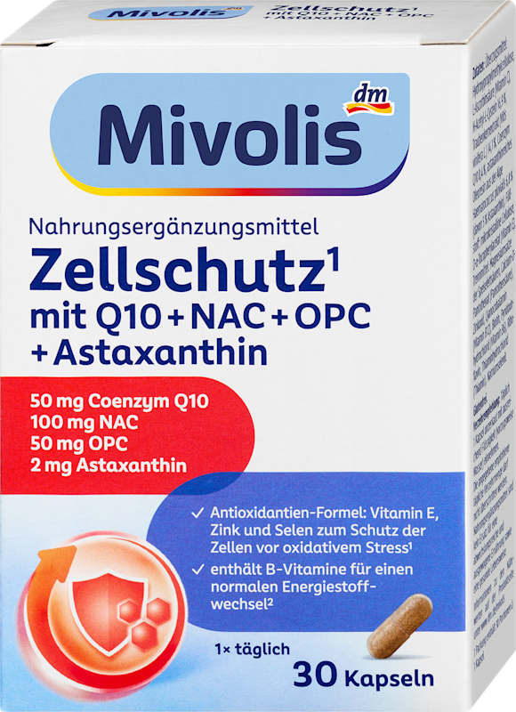 Mivolis protection cellulaire Q10 + NAC + OPC + Astaxanthine gélules 30 pcs 17,7 g