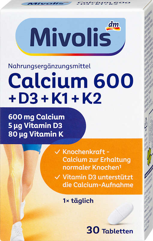 Mivolis Calcium 600 + D3 + K1 + K2 comprimés 30 pièces 50 g
