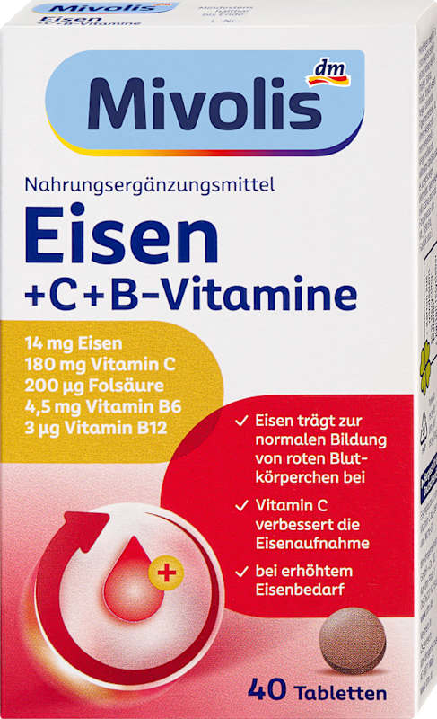 Mivolis fer + C + vitamines B comprimés 40 pièces 24 g