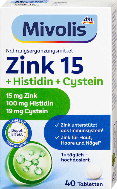 Mivolis Zinc 15 + Histidine + Cystéine comprimés 40 pièces 19 g