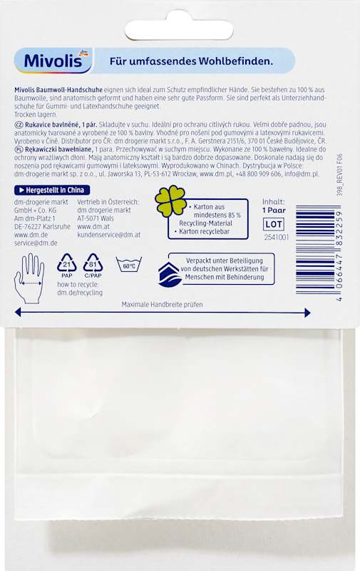 Mivolis Gants en coton (1 paire), 1 pièce