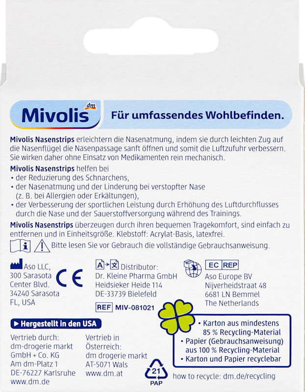 Mivolis bandelettes nasales 12 pièces