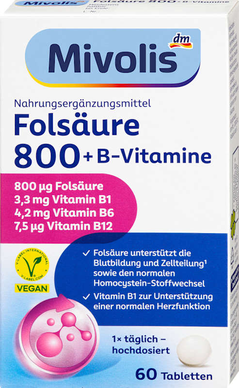 Mivolis Acide folique 800 + vitamines B 60 comprimés 19 g