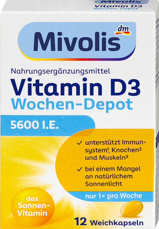 Mivolis Vitamine D3 5600 U.I. capsules hebdomadaires 12 pièces 5 g