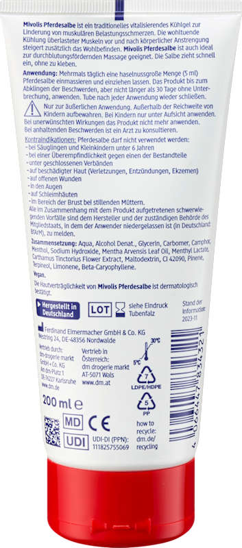 Mivolis Pommade au cheval, 200 ml