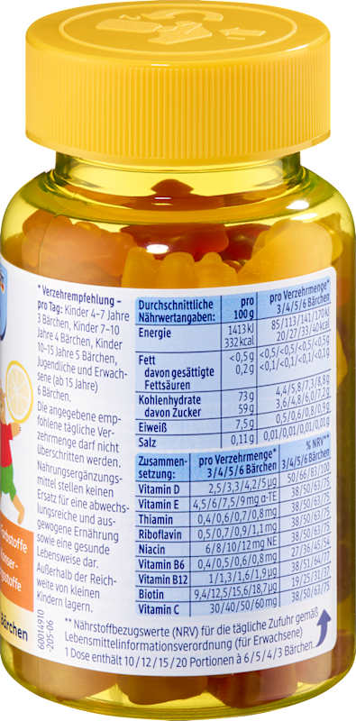 Mivolis oursons multivitaminés pour enfants 60 pièces 120 g