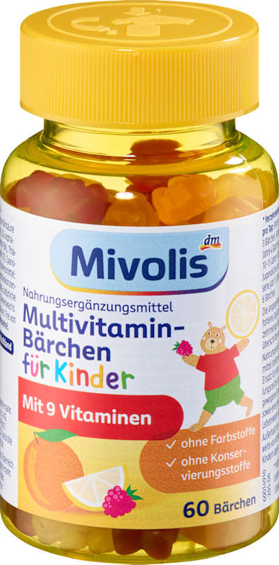 Mivolis oursons multivitaminés pour enfants 60 pièces 120 g