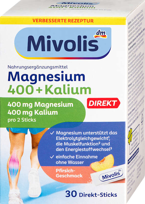 Mivolis Magnésium 400+Potassium sticks 30 pièces 105 g