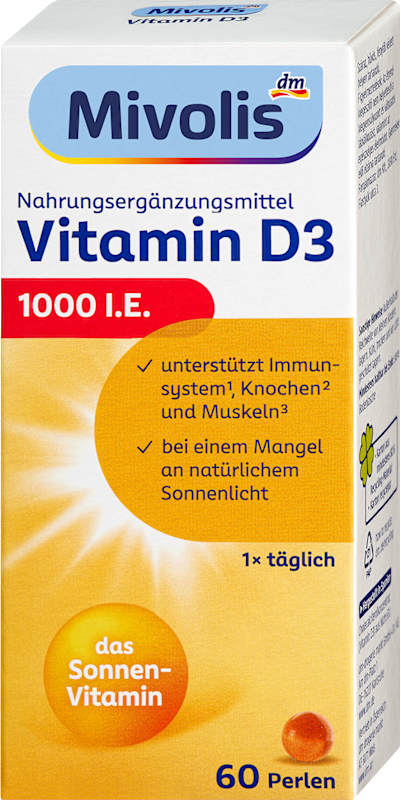 Mivolis vitamine D3 perles 1000 I.E. 60 pièces 13,3 g