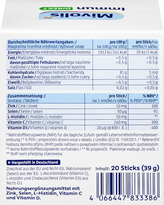 Mivolis Immun DIREKT sticks 20 pcs, 39 g