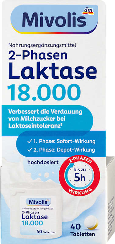 Mivolis Lactase 18.000 comprimés 2 phases 40 pièces 20 g