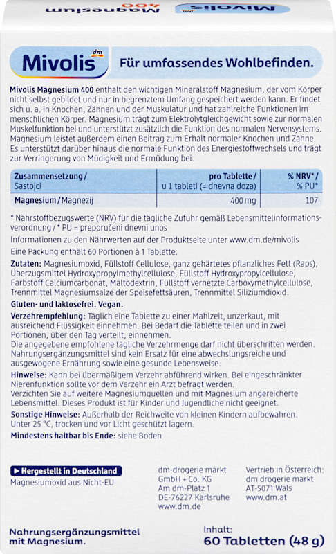 Mivolis Magnésium 400 60 comprimés 48 g