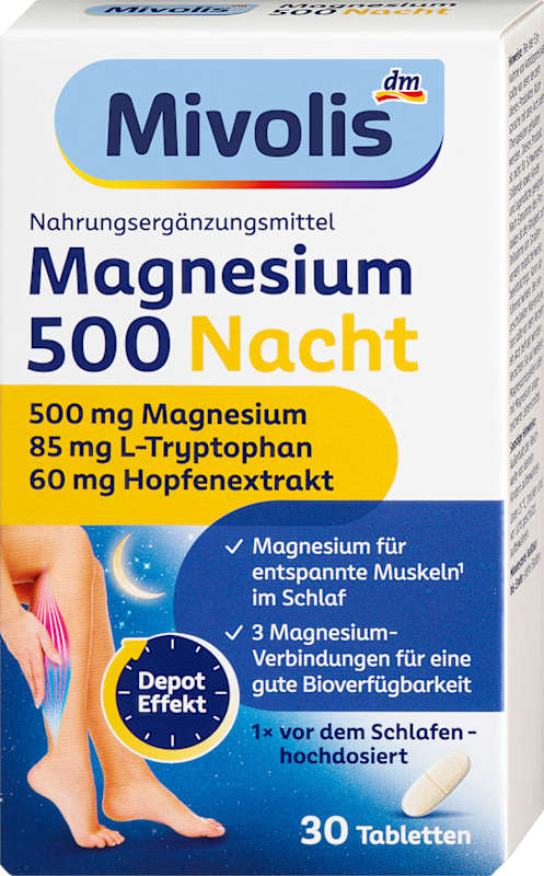 Mivolis Magnesium 500 nuit comprimés, 30 pièces, 44 g