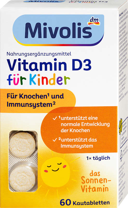 Mivolis Vitamine D3 enfants comprimés à croquer 60 pièces 51 g