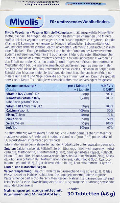 Mivolis Complexe nutritionnel végétarien et végan 30 comprimés 46 g