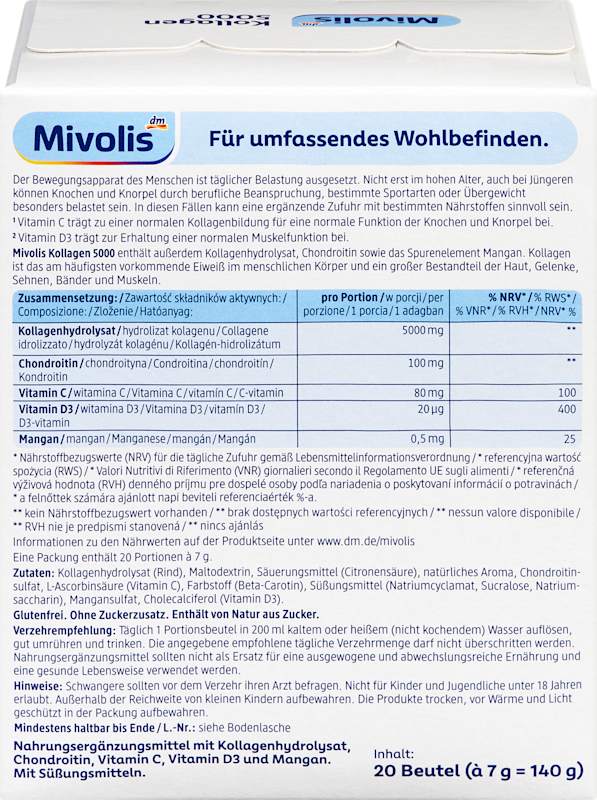 Mivolis Collagène 5000, sachets 20 pièces, 140 g